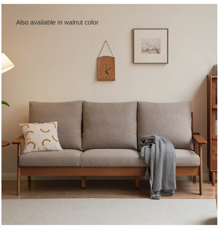 Oak Solid Wood Fabric Sofa.