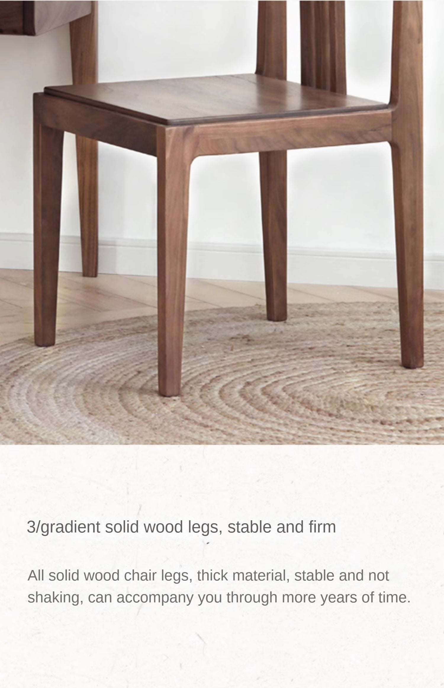 Black Walnut Solid Wood Dining Chair with Backrest 4pcs