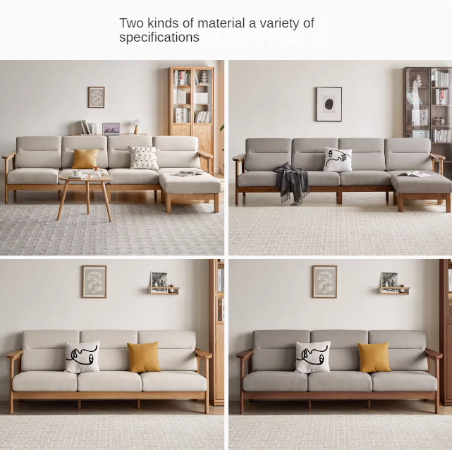 Ash Solid Wood Straight Sofa Modern.