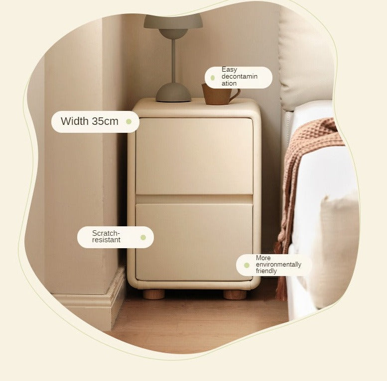 Leather Cream Style Nightstand.