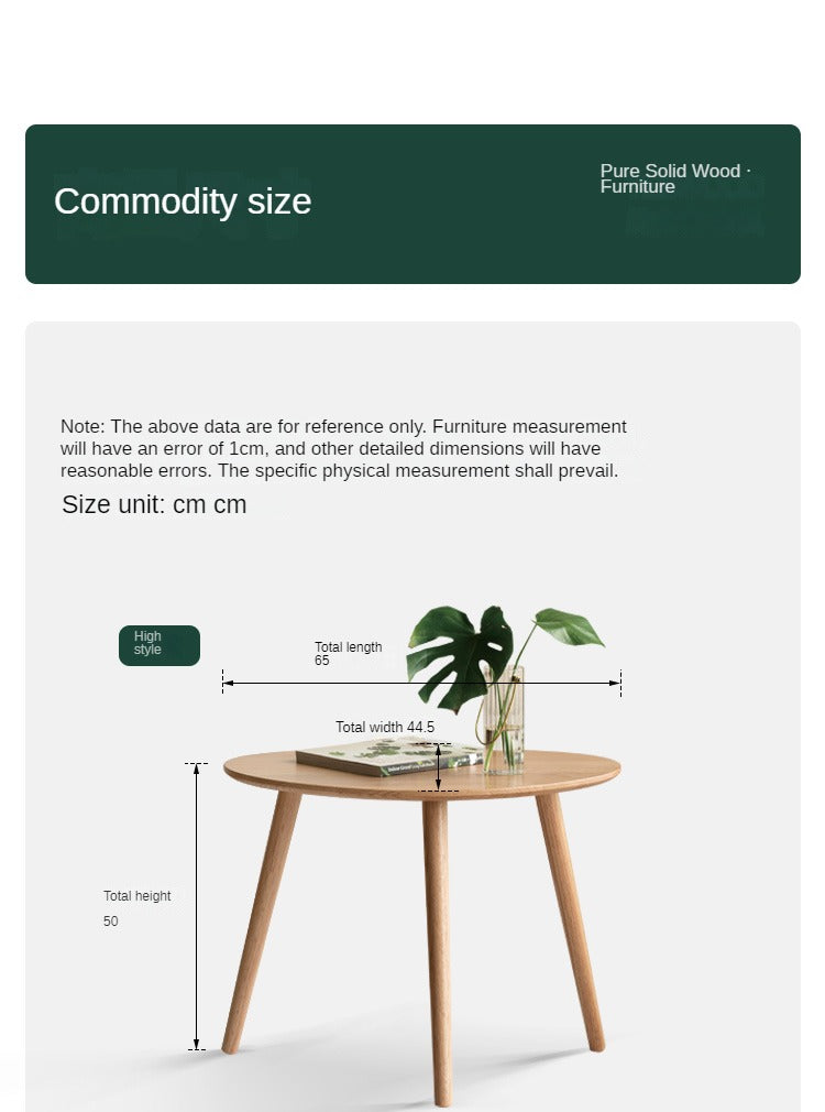 Solid Rubberwood, Oak Solid Wood Small Nordic Side Table