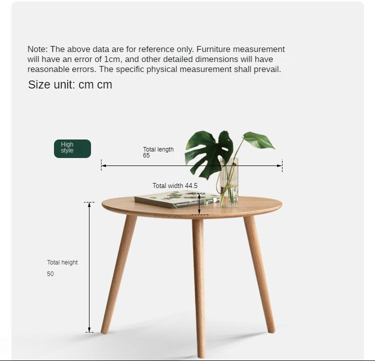 Solid Rubberwood, Oak Solid Wood Small Nordic Side Table