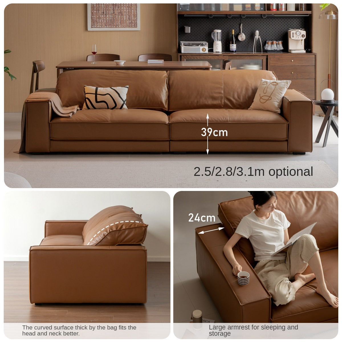 Leather Italian Top Layer Cowhide Sofa.