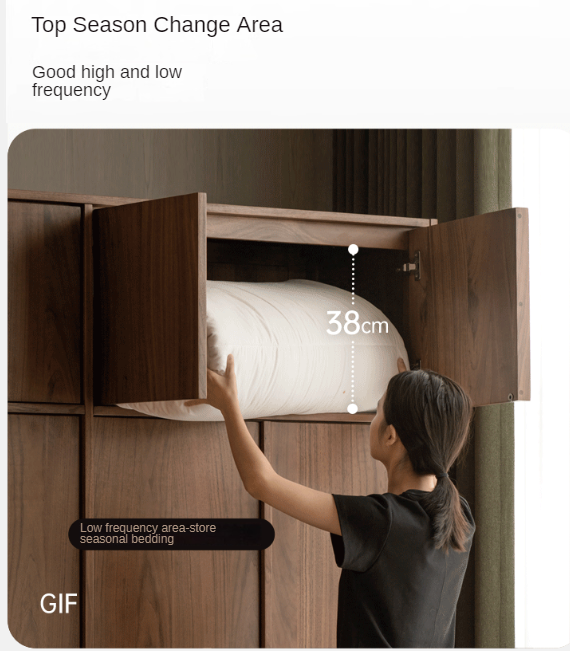 Oak, Cherry Wood, Black Walnut Solid Wood Retro Style Skeleton Line Large Wardrobe.