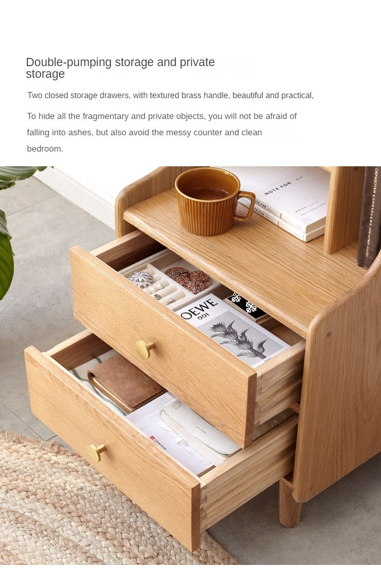 Oak Solid Wood Nightstand.
