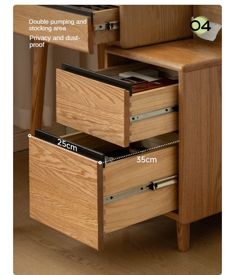 Oak, Ash Solid Wood Vanity Table with Shelf.