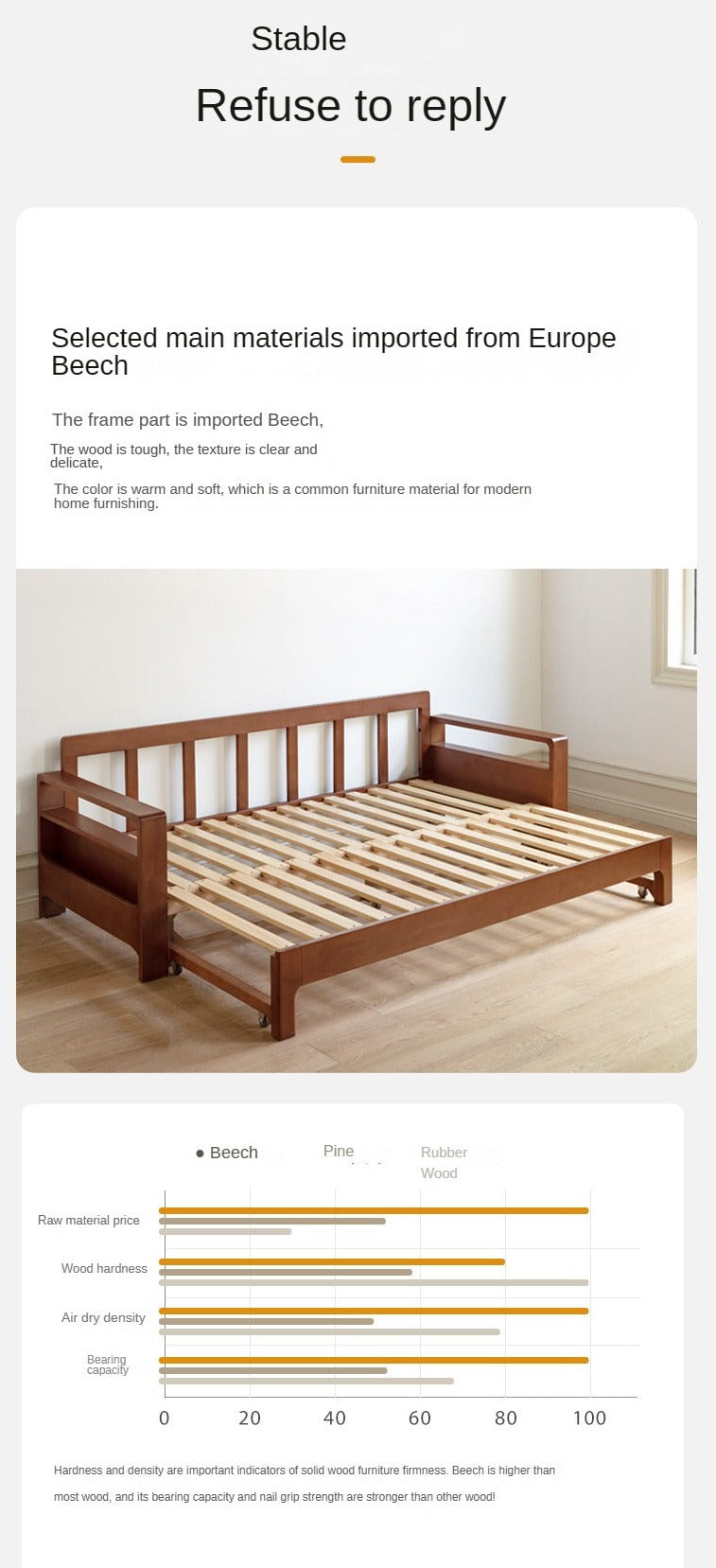 Oak, Beech Folding Multi-functional Storage Sofa Bed