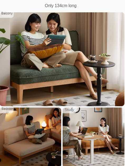 Oak Solid Wood Fabric Sofa.