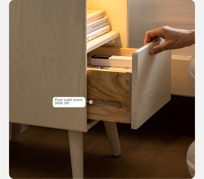 Solid Rubberwood Nightstand.