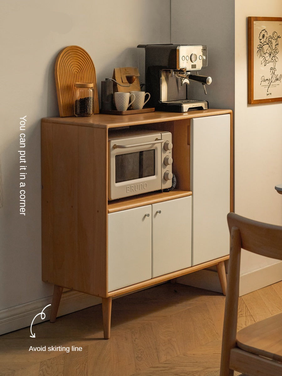 Beech Solid Wood Meal White Storage Cabinet