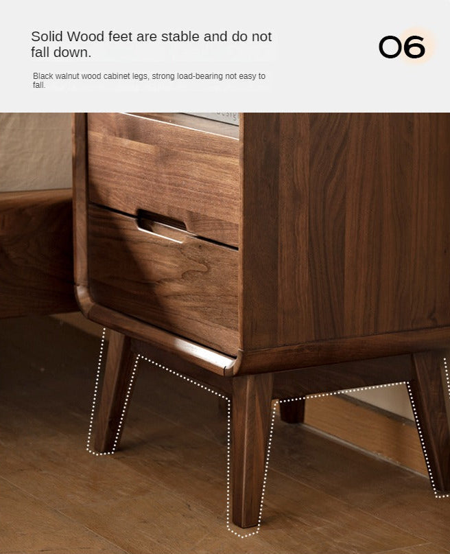 Black Walnut Solid Wood Modern Storage Small Nightstand