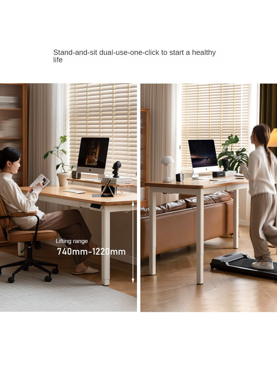 Oak Solid Wood Electric Elevating Dual Motor Office Desk