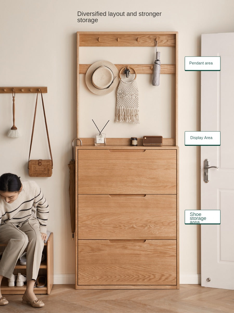 Oak, Poplar Solid Wood Ultra Thin Shoe Cabinet