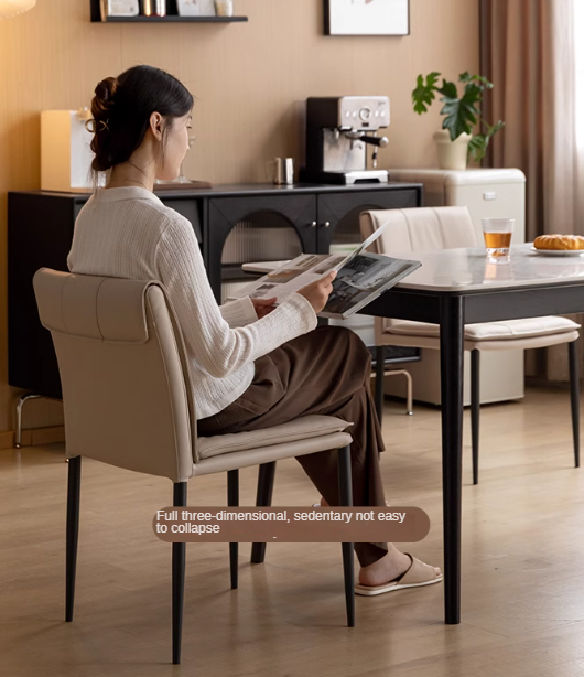 Set Pcs 4 Organic leather Iron Light Luxury Soft Backrest Chair