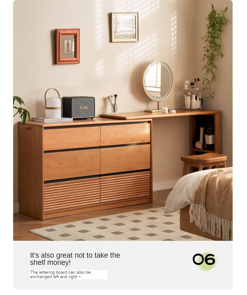 Сherry Solid Wood Retro Corner Vanity Table.