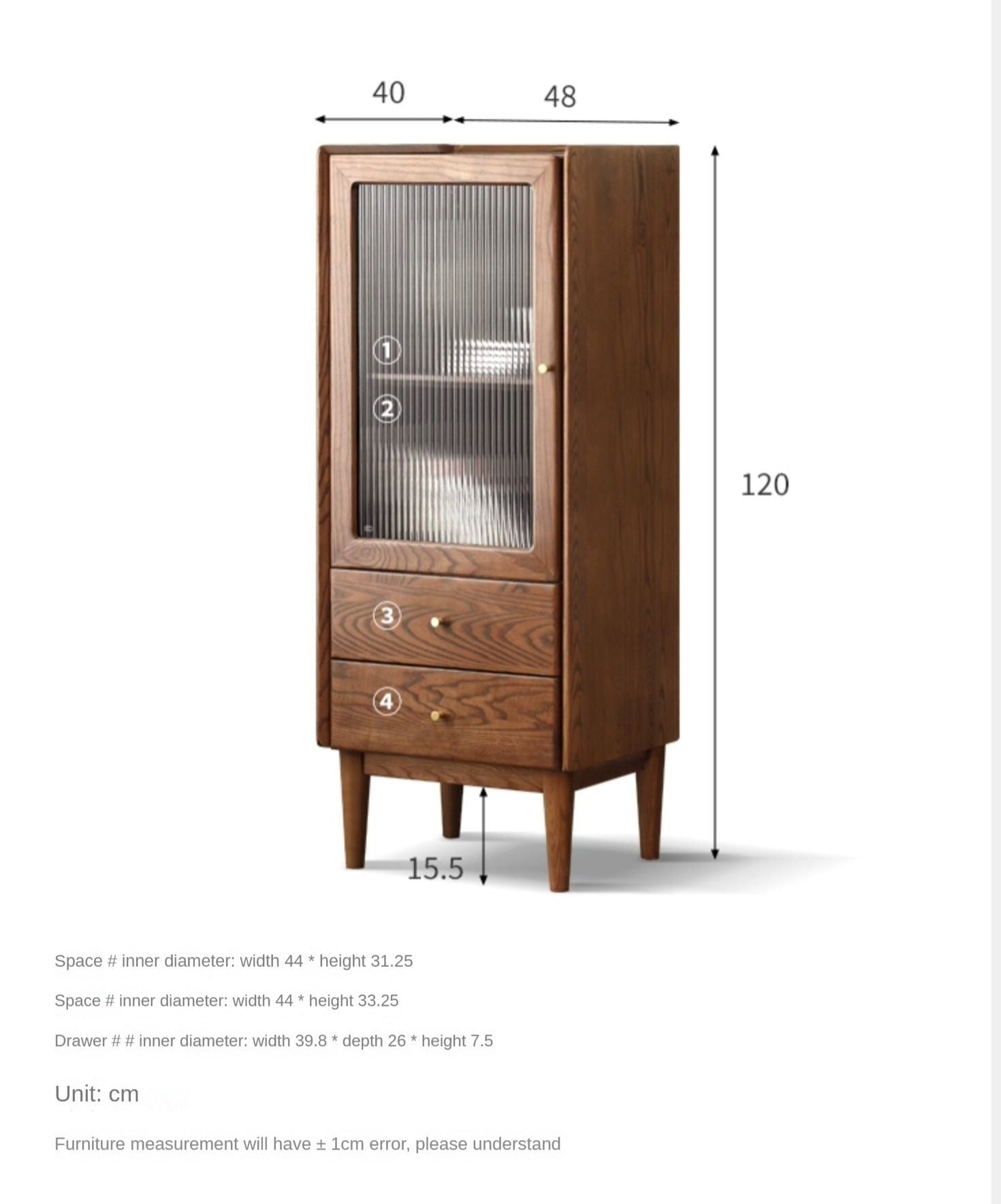 Ash Solid Wood Narrow Side Cabinet