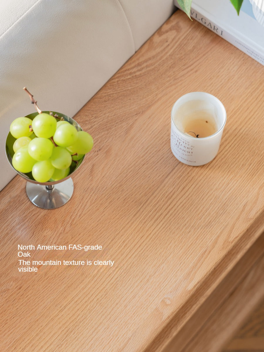 Oak Solid Wood Wheel Side Table