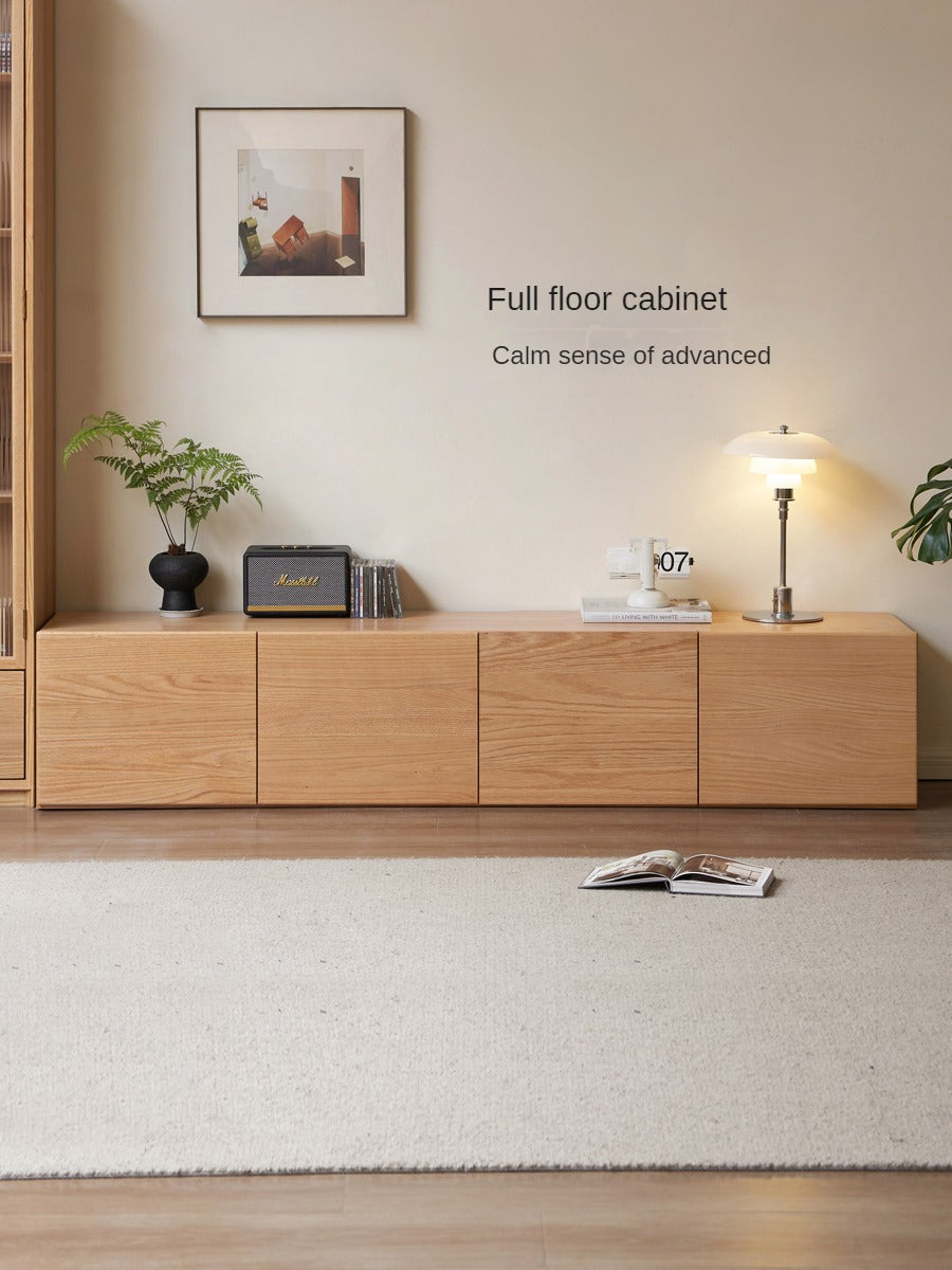 Oak Solid Wood Floor Storage TV Cabinet.