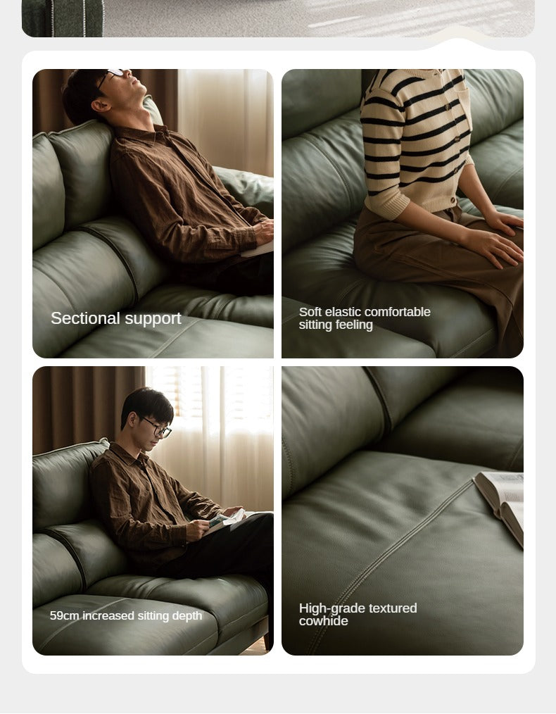 Leather First Layer Cowhide Straight Sofa.