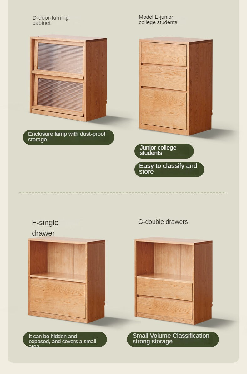 Cherry Solid Wood Vintage Floor Storage Bookcase