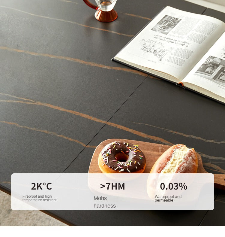 Black Walnut, Ash Solid Wood Telescopic Rock Slab Dining Table