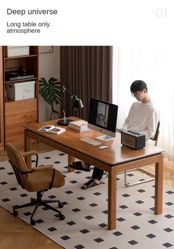 Cherry Solid Wood Color Large Office Desk