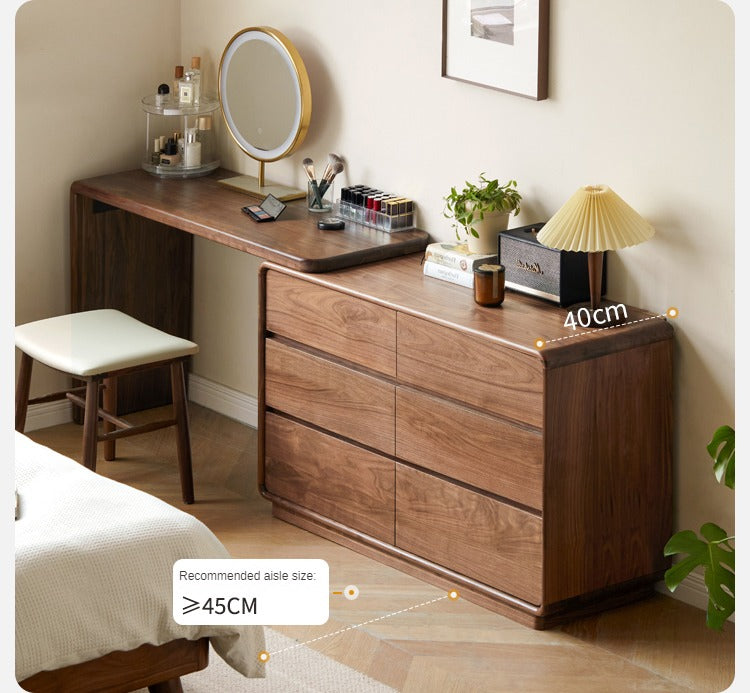 Black Walnut, Golden Sandalwood Telescopic Dressing Table.