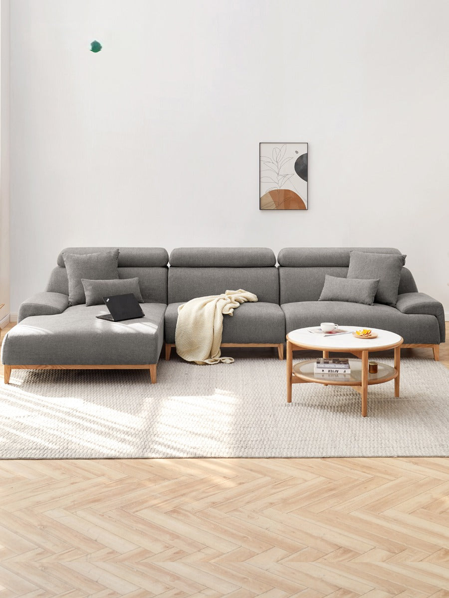 Fabric Modern Corner Sofa with High Back, Frame - Russian Larch