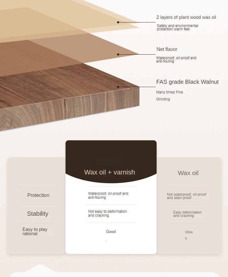 Black Walnut, Ash, Sandalwood Solid Wood Modern Large Office Table