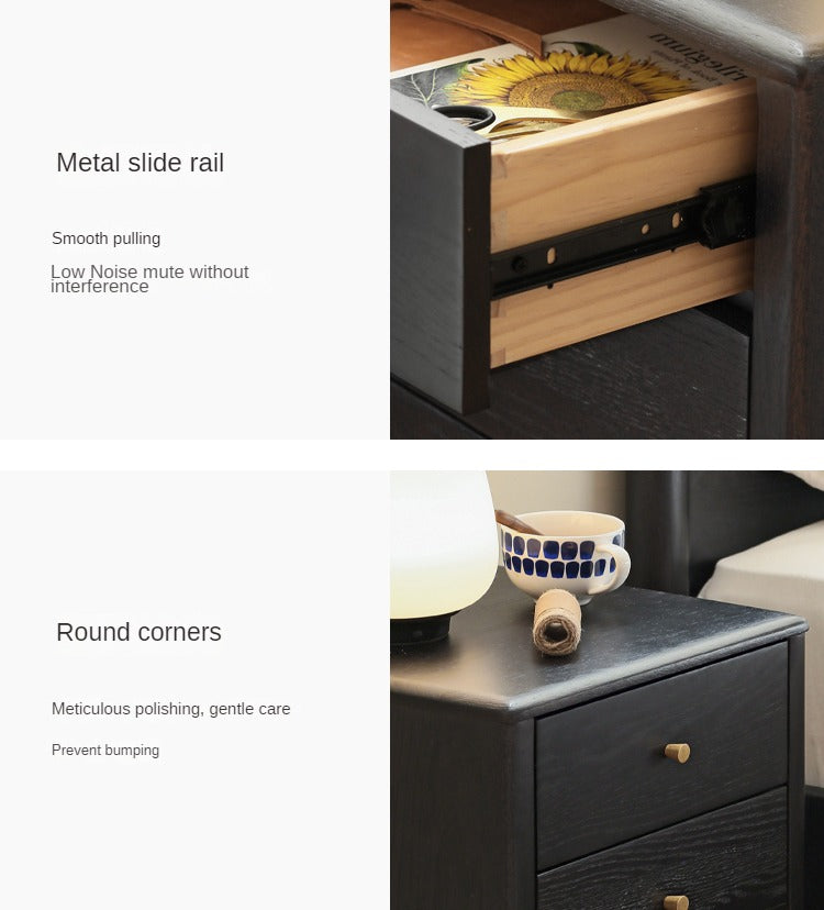 Oak solid wood retro smoky color Nightstand.