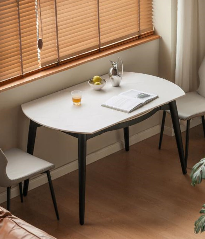 Folding Rock Table Metal Legs Light Luxury Round Dining Table