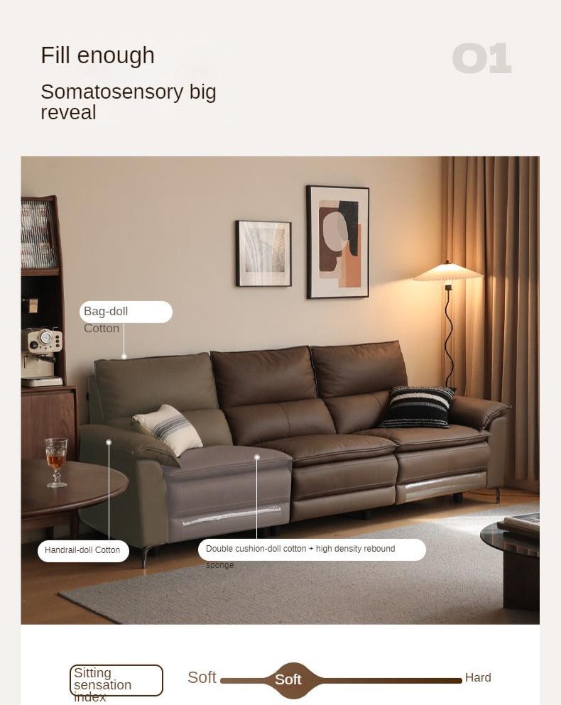 Leather Electric Dual-purpose Cowhide Sofa.