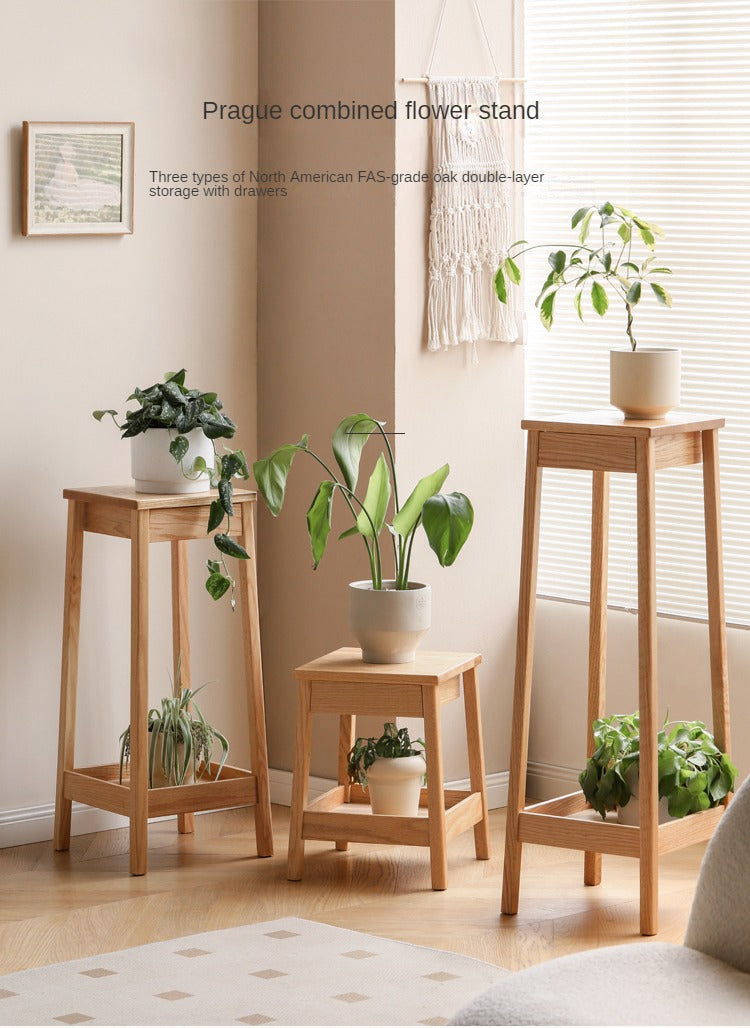 Oak Solid Wood Flower Rack Modern