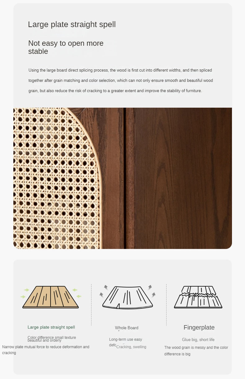 Oak Solid Wood Rattan Wall-Mounted Shoe Cabinet