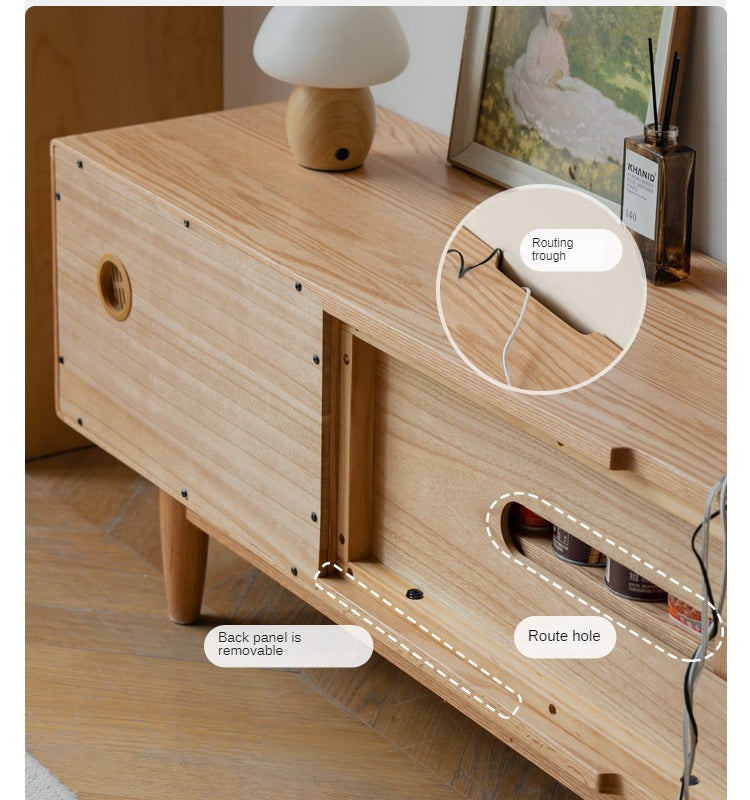 Oak Solid Wood Modern Storage TV Cabinet.