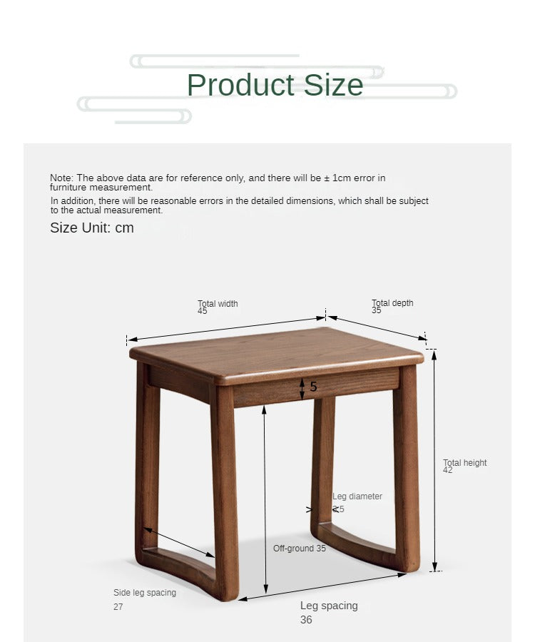 Ash Solid Wood Modern White Wax Wood Square Stool