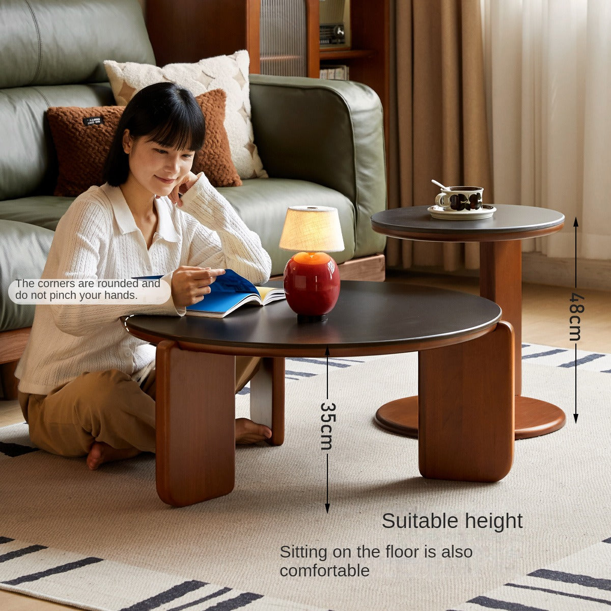 Poplar Solid Wood Rock Board Coffee Table