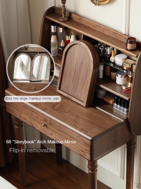 Black Walnut Solid Wood French Retro Dressing Table.