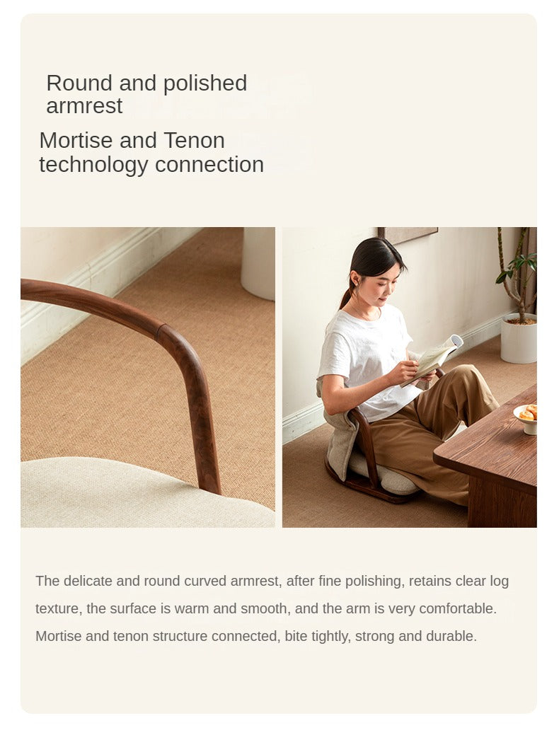 Black Walnut, Ash Solid Wood Tatami Soft Backrest Meditation Chair