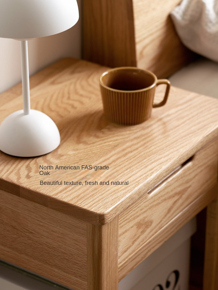 Oak, Beech Solid Wood, Solid RubberWood Nightstand.