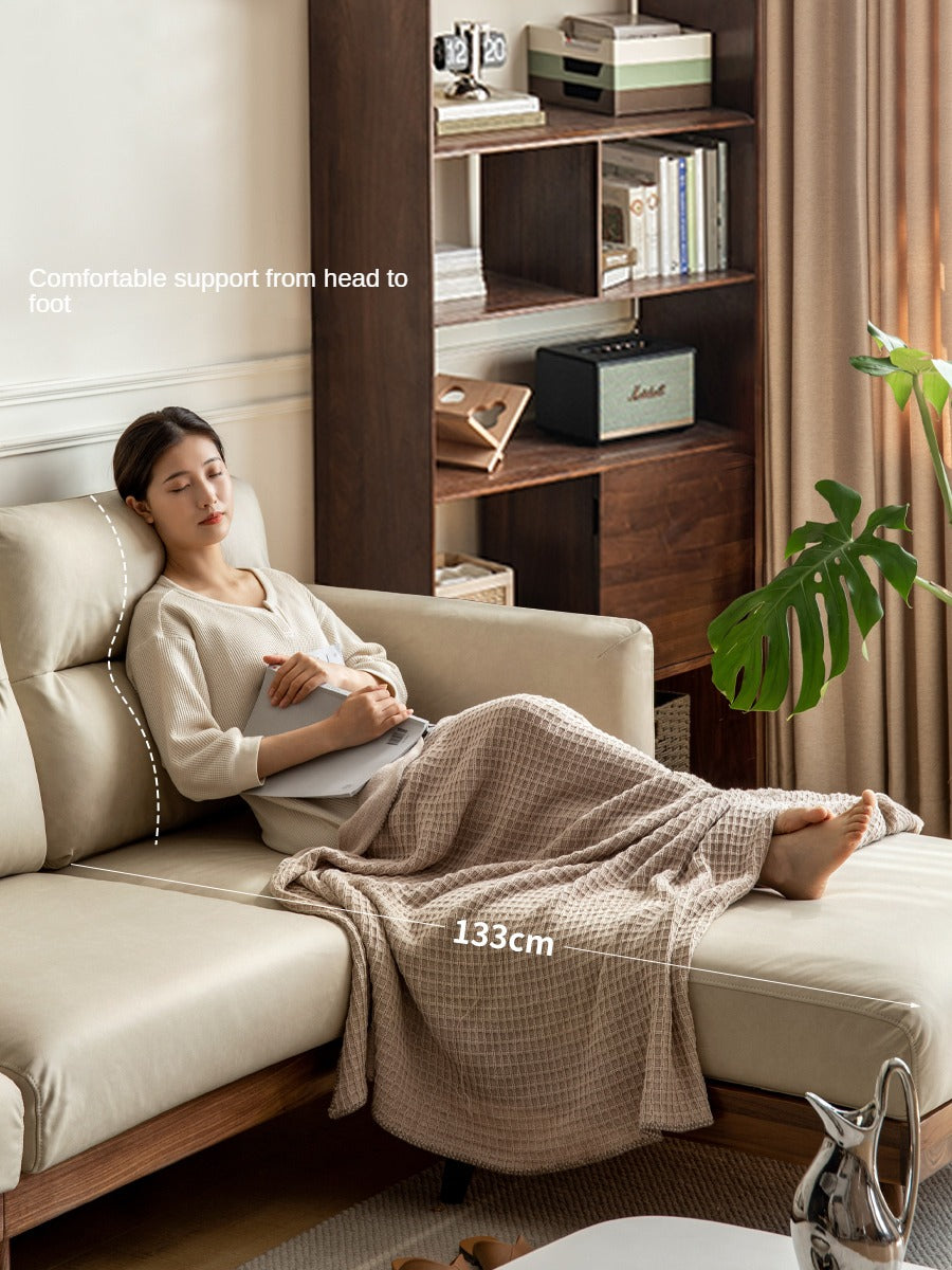 Black Walnut Solid Wood Sofa,Technology Cloth, Fabric.