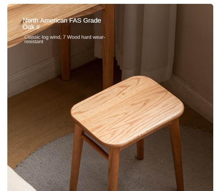 Black Walnut, Cherry, Oak, Sandalwood, Solid RubberWood Modern Light Luxury Makeup Stool