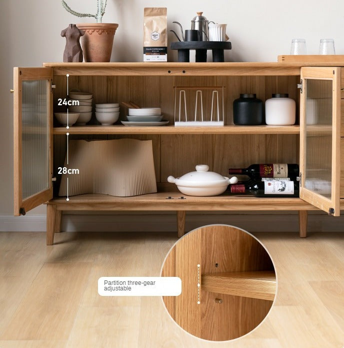 Oak solid wood sideboard cabinet"