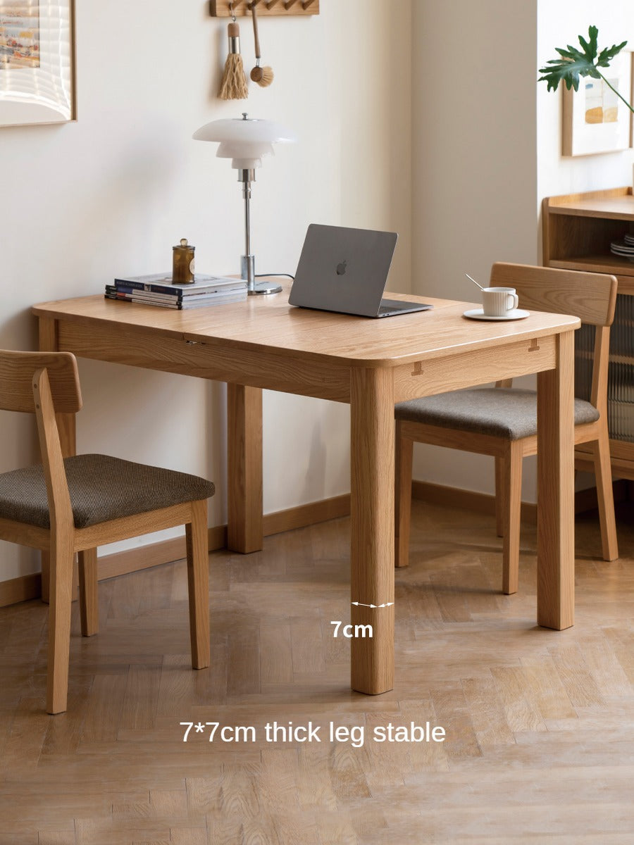 Oak Solid Wood Telescopic Folding Dining Table
