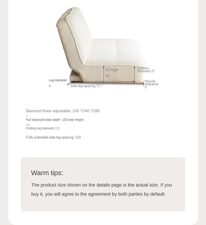 Fabric Sofa White Cream Style Sitting and Sleeping Sofa.