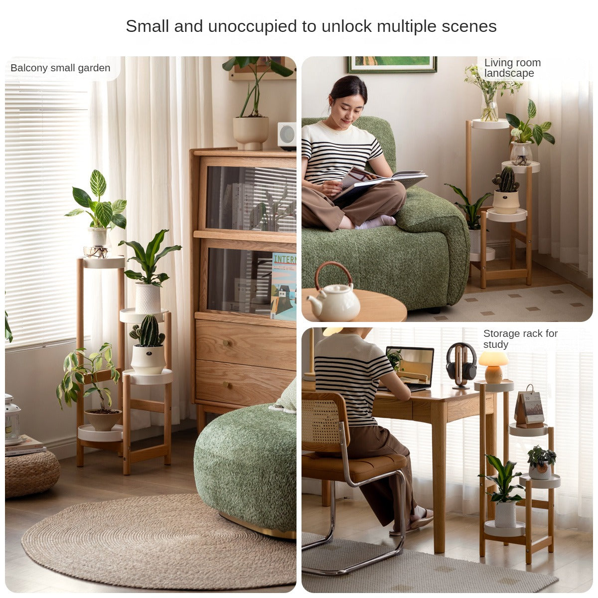 Beech Solid Wood Floor Simplified Multi layered Flower Rack