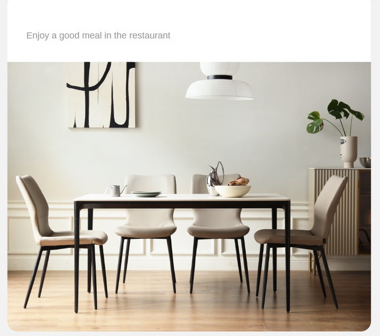 Rock Slab+Metal Italian Light Luxury Black Dining Table