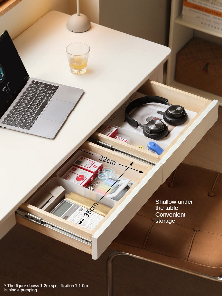 Solid RubberWood Wood Office Desk with Drawer