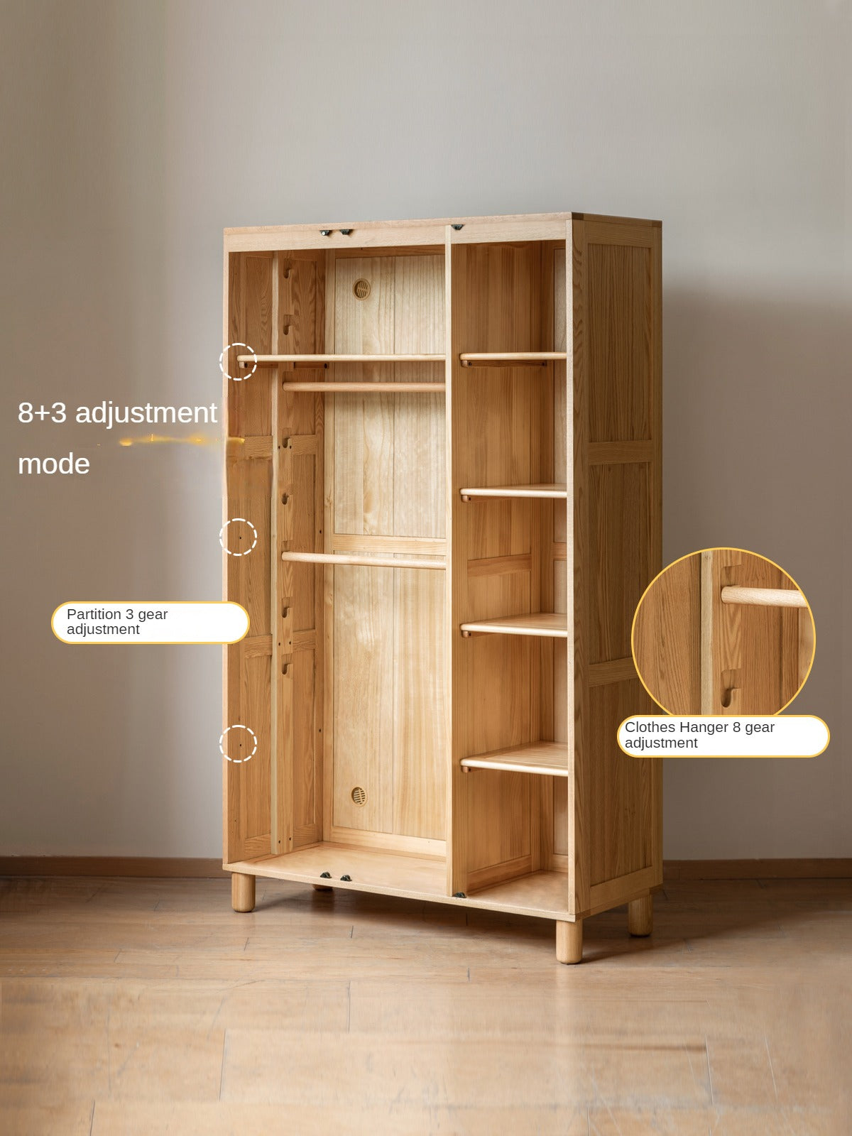 Oak Solid Wood Kid's Wardrobe