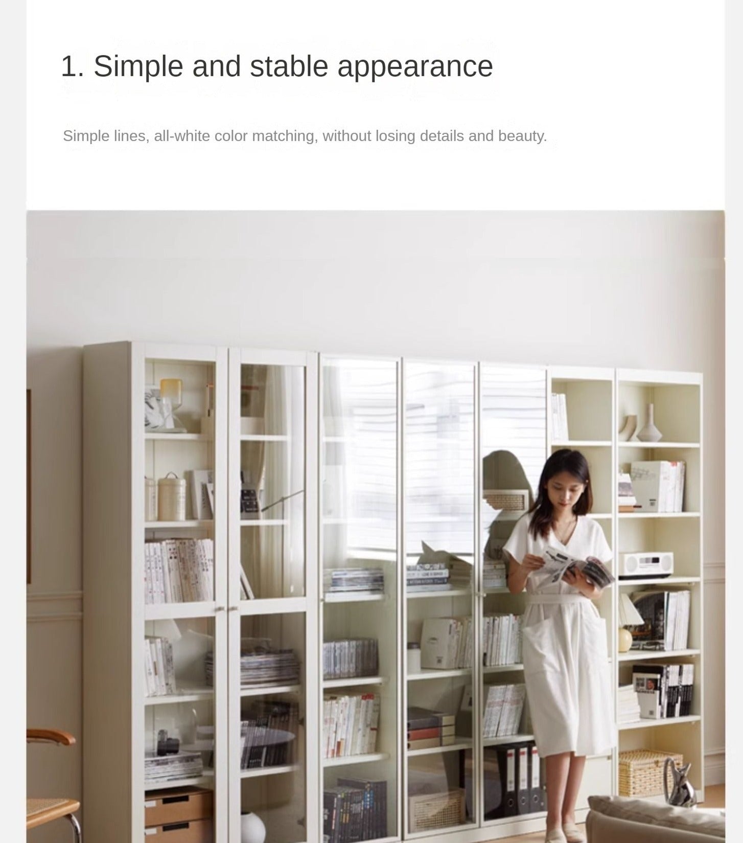 Poplar Solid Wood Bookcase Combination Bookshelf Wall-To-Ceiling Bookcase